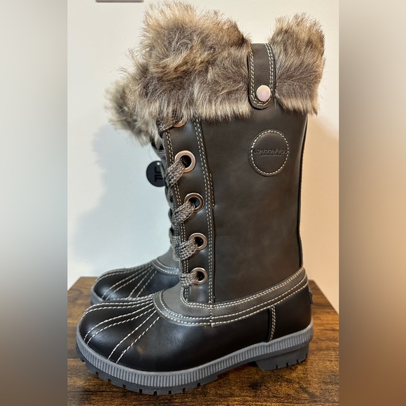 London Fog Women’s Melton 2 Black/Gray Snowboot NWT Sizes 7&8 available - Picture 1 of 11